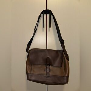 COACH Brown HUDSON Messenger in Heritage Colorblock Leather